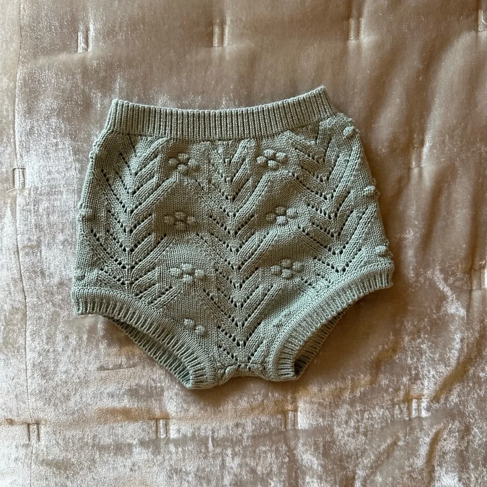 NWT Quincy Mae Knit Bloomer - Sage - 12-18 m